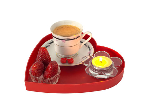 浪漫早餐和草莓