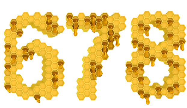 蜂蜜字体7个6和8个数字隔离