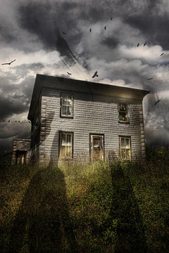 废弃的房子与飞行鬼