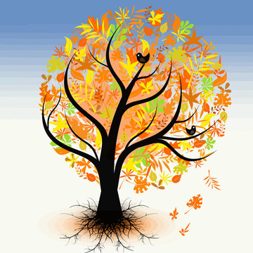 丰富多彩的秋天的树