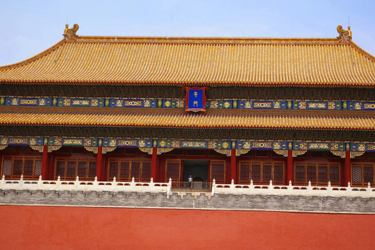 北京紫禁城午门；中国