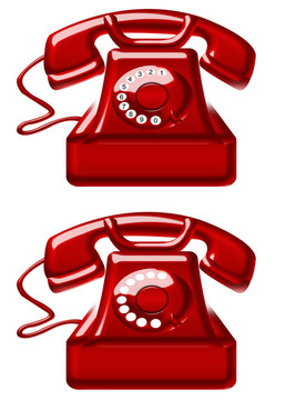 红色的老式电话机