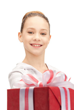 快乐少女与礼品盒