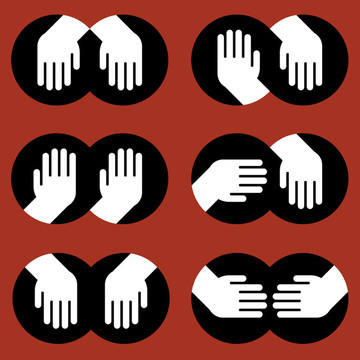 人类手势的各种手势的图标