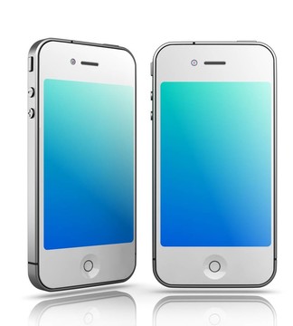 iPhone像白色背景智能手机；3D渲染。