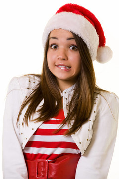 Santa戴帽子的女人