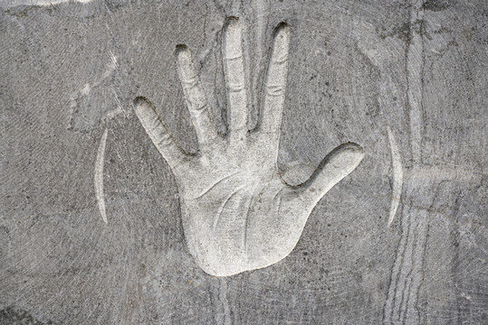 石雕手印 石纹