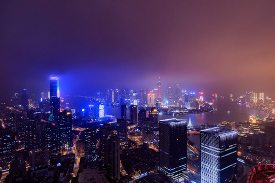 上海城市风光 雾中上海