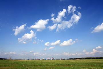 沈阳机场 飞行区全景 蓝天白云