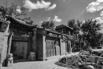 青州古街古建筑黑白照片