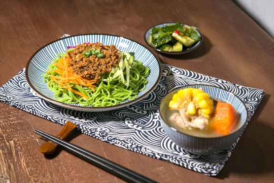 菠菜面蔬菜面条高清日式和风海报