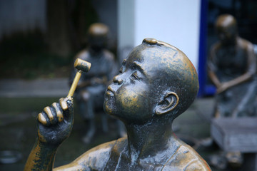 老杭州生活场景雕塑
