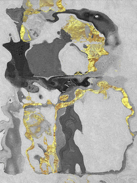 竖版水波抽象波纹复古金箔装饰画