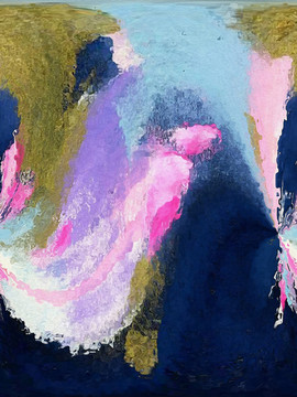 竖版抽象深蓝粉色云雾装饰画