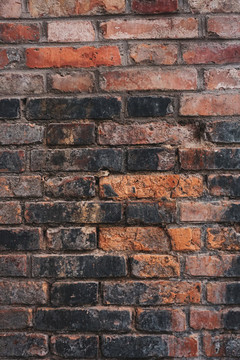 老化红砖墙建筑外墙