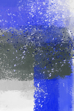 现代蓝色抽象油画