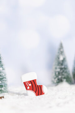 圣诞靴子雪景图片
