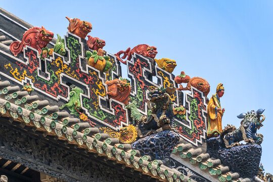 广州陈家祠屋顶的灰塑艺术