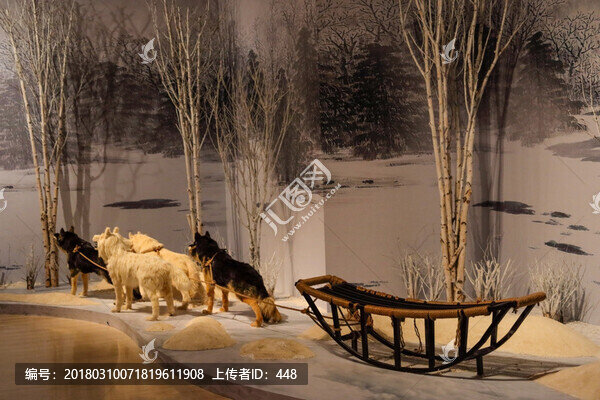 狗拉爬犁蜡像