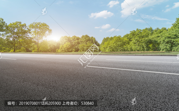柏油马路和园林景观
