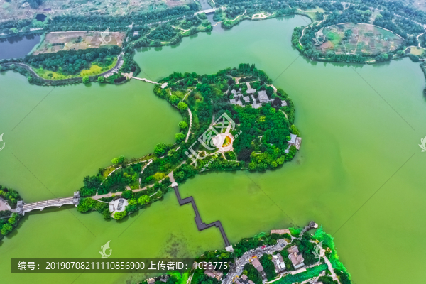 航拍徐州云龙湖风景区小南湖小岛