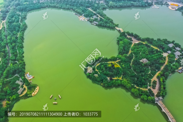 航拍徐州云龙湖风景区小南湖小岛