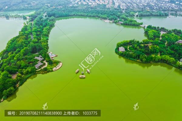 航拍徐州云龙湖风景区小南湖小岛