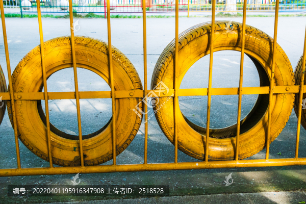 公园景观设计轮胎栅栏围栏