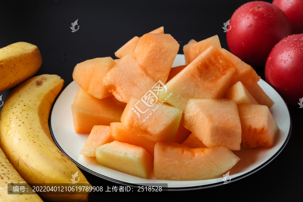 哈密瓜切块摆盘蔬菜瓜果堆