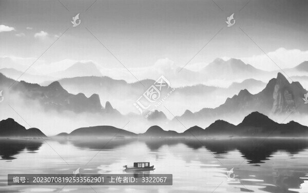 新中式水墨山水古风装饰画